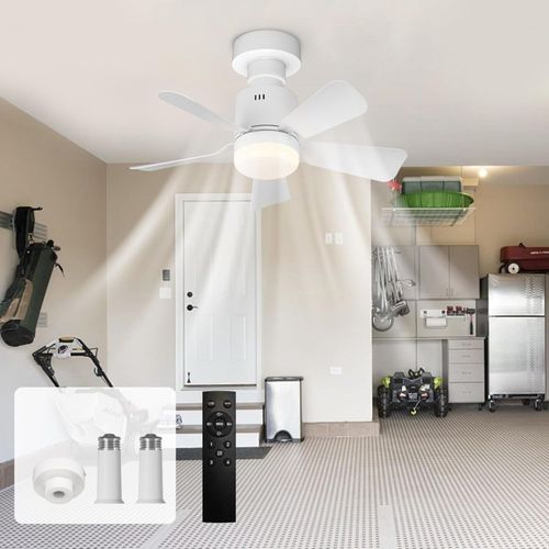Ventilateur de Plafond avec Lumière LED Dimmable, Plafonnier à Visser pour Chambre avec Télécommande, 4 Vitesses et 3 Températures de Couleur Réglables, Douille E27, 45 cm Blanc