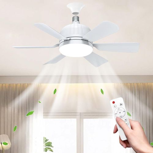 Ventilateur plafond avec lumiere,40W Lampe Ventilateur Plafond avec Douille E27,Ventilateur Silencieux Plafond avec Télécommande,3 Vitesses, 3 Vitesses,Dimmable Ventilateur de Plafond pour Chambre