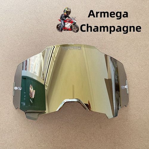 Lunettes De Moto Lentilles De Lunettes De Remplacement,5 Couleurs,Miroir Hiper,Lentille De Lunettes De Sécurité Pour Moto Dirt Bike Motocross Cyclisme - Type Champagne
