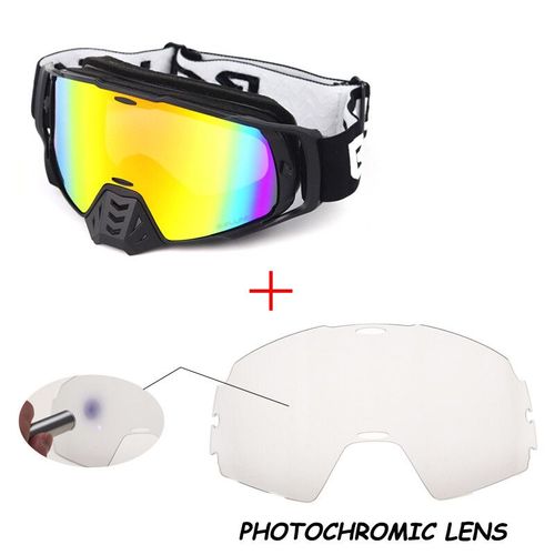 Lunettes De Motocross Photochromiques Uv400 Mx Lunettes Atv Hors Route Dirt Bike Lunettes De Course Anti-Poussière Lunettes Anti-Vent Casques Lunettes - Type Photochromic-Multi #E