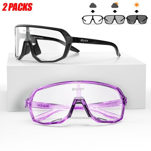 Scvcn Hommes Femmes Sport Cyclisme Lunettes En Plein Air Photochromique Lunettes De Soleil Route Vélo Lunettes Vtt Conduite Vélo Uv400 Lunettes 2 Paquets - Type Dz-S63-Ph-0114-2 Packs