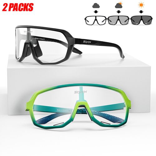 Scvcn Hommes Femmes Sport Cyclisme Lunettes En Plein Air Photochromique Lunettes De Soleil Route Vélo Lunettes Vtt Conduite Vélo Uv400 Lunettes 2 Paquets - Type Dz-S63-Ph-0117-2 Packs