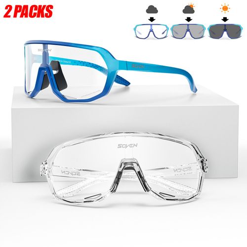 Scvcn Hommes Femmes Sport Cyclisme Lunettes En Plein Air Photochromique Lunettes De Soleil Route Vélo Lunettes Vtt Conduite Vélo Uv400 Lunettes 2 Paquets - Type Dz-S63-Ph-1631-2 Packs