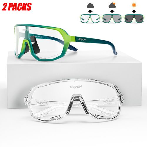 Scvcn Hommes Femmes Sport Cyclisme Lunettes En Plein Air Photochromique Lunettes De Soleil Route Vélo Lunettes Vtt Conduite Vélo Uv400 Lunettes 2 Paquets - Type Dz-S63-Ph-1731-2 Packs