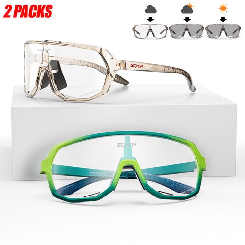 Scvcn Hommes Femmes Sport Cyclisme Lunettes En Plein Air Photochromique Lunettes De Soleil Route Vélo Lunettes Vtt Conduite Vélo Uv400 Lunettes 2 Paquets - Type Dz-S63-Ph-1517-2 Packs