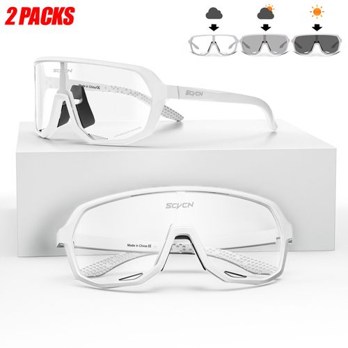Scvcn Hommes Femmes Sport Cyclisme Lunettes En Plein Air Photochromique Lunettes De Soleil Route Vélo Lunettes Vtt Conduite Vélo Uv400 Lunettes 2 Paquets - Type Dz-S63-Ph-0808-2 Packs