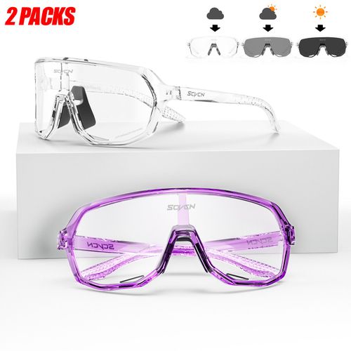 Scvcn Hommes Femmes Sport Cyclisme Lunettes En Plein Air Photochromique Lunettes De Soleil Route Vélo Lunettes Vtt Conduite Vélo Uv400 Lunettes 2 Paquets - Type Dz-S63-Ph-1431-2 Packs