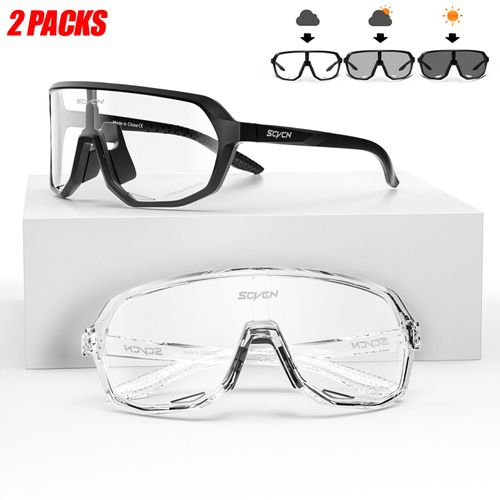 Scvcn Hommes Femmes Sport Cyclisme Lunettes En Plein Air Photochromique Lunettes De Soleil Route Vélo Lunettes Vtt Conduite Vélo Uv400 Lunettes 2 Paquets - Type Dz-S63-Ph-0131-2 Packs