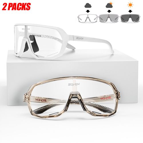 Scvcn Hommes Femmes Sport Cyclisme Lunettes En Plein Air Photochromique Lunettes De Soleil Route Vélo Lunettes Vtt Conduite Vélo Uv400 Lunettes 2 Paquets - Type Dz-S63-Ph-0815-2 Packs