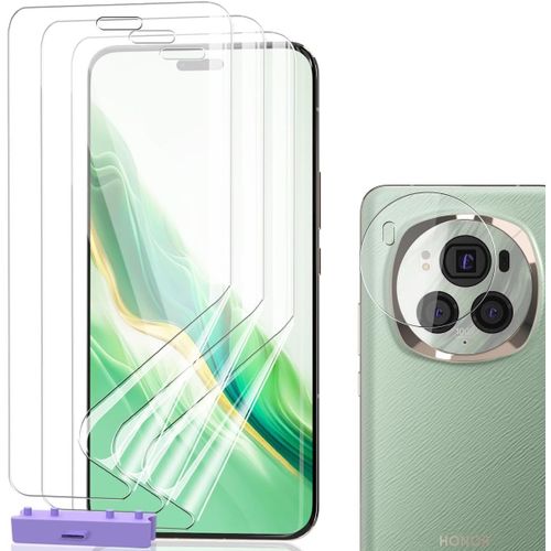 Kal-4 Pièces Protection D'écran Pour Honor Magic 6 Pro, Protecteur D'écran Tpu Film 3 Pièces Et Verre Trempé Protection D'objectif 1 Pièces. Hd Transparent Flexible Tpu Protections D'écran