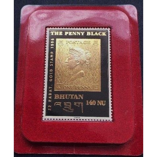 Timbre Black Penny Bhoutan 140nu, Doré