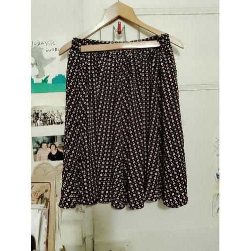 Jupe Noire Fleurie Rouge/Blanc 36 S Vintage Années 90 World Bazaar.