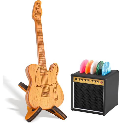 Blazeflux-Boite A Mediator Guitare, Support Style Ampli, Rangee Mediatiors Bois Pour Musiciens
