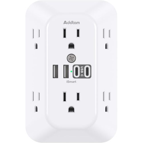BLAZEFLUX-Addtam Multiprise 6 Prises avec 4 Ports USB (2 USB-C), 1800J pour Bureau Maison Dortoir