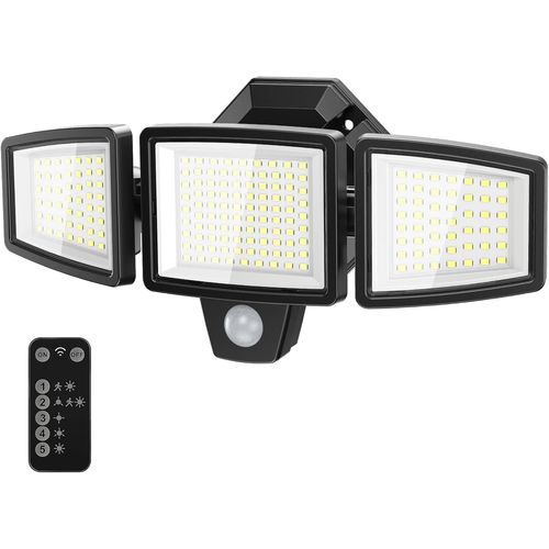Blazeflux-Projecteur Led Securite 65w 6500lm, Ip65 Etanche, 6500k, 3 Tetes Reglables Detecteur De Mouvement Entree Garage Jardin