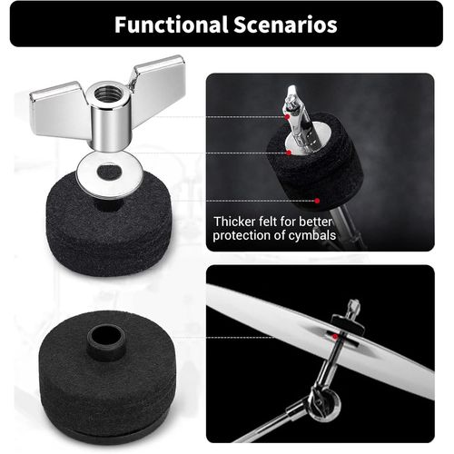 Blazeflux-21pcs Accessoires Remplacement Cymbales, Clutch Hi-Hat , Pads Feutre, Ecrous, Rondelles, Manchons Plastique Et Cle De