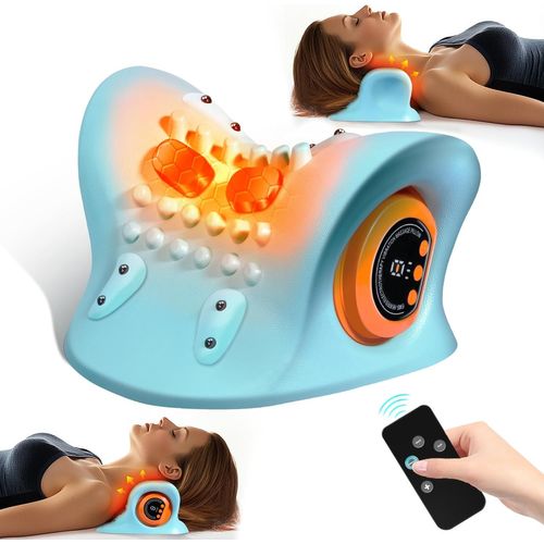 Blazeflux-Masseur Cou 2025 Chauffant 3 Modes Oreiller Portable Pour Douleurs Et Relaxation Musculaire Traction Cervicale 26 Degres 
