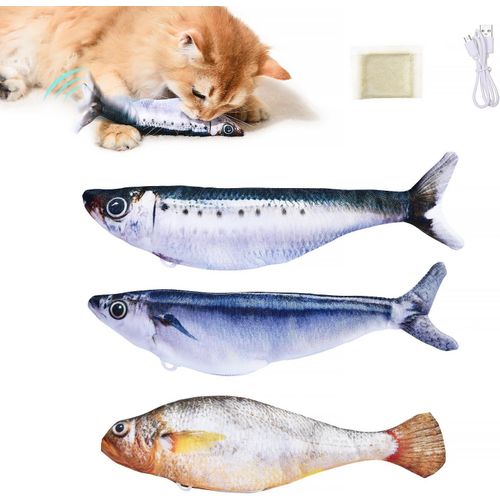 Blazeflux-Jouets Chats Poisson Realiste 3 Pack, Interactif Toutes Races, 3 Modes De Nage, Sardine/Saurel/Maigre, 7.1 Pouces,