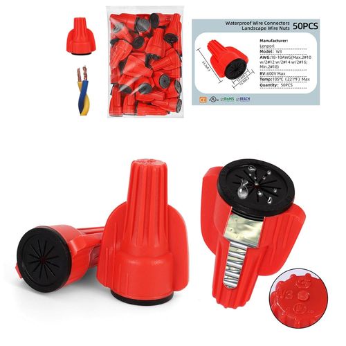 Blazeflux-50 Pieces Connecteurs Fils Etanches 18-10awg, Silicone Eclairage Exterieur Et Connexions Electriques, Basse Tension