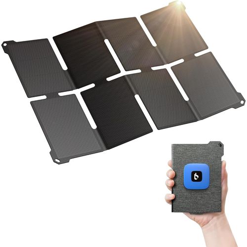 BLAZEFLUX-BigBlue Panneau Solaire 25W Ultra-Leger - Ports USB-A/USB-C, 0.84 lbs Pliable IP68 Etanche, Telephone, Power Bank, Lampe
