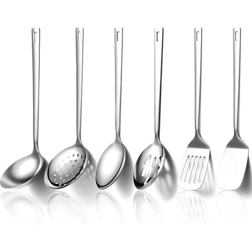 Blazeflux-Set Ustensiles Cuisine Evanda 6 Pieces, Acier Inox, Outils Cuisine Robustes, Spatules, Accessoires Essentiels Maison