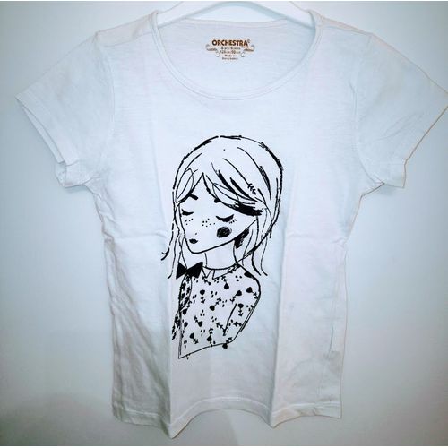 T-Shirt Blanc Motif Marine Orchestra - T 8 Ans