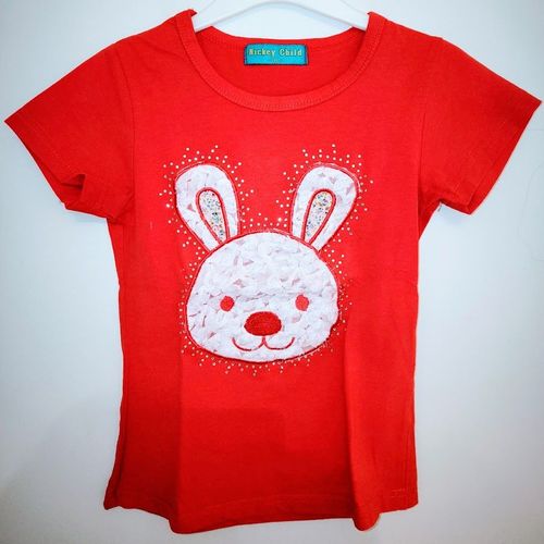 T-Shirt Rouge Motif Lapin Nickey Child - T 8 Ans
