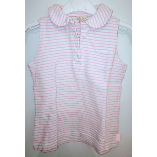 Polo Sans Manche Rayé Rose Et Blanc Condor - T 8 Ans