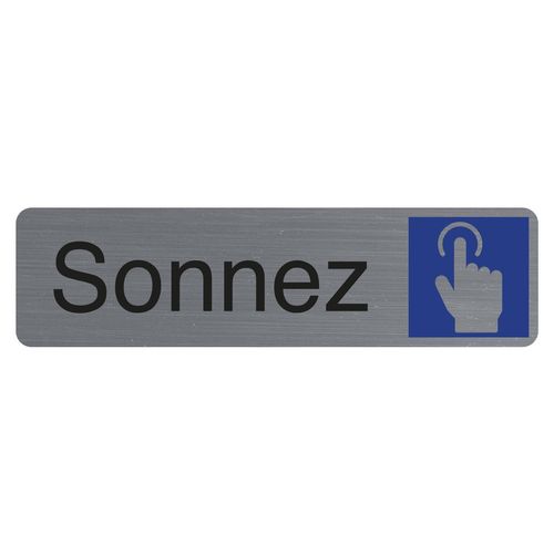 EXACOMPTA Plaque adhésive imitation aluminium Sonnez 16,5X4,4 cm - Gris