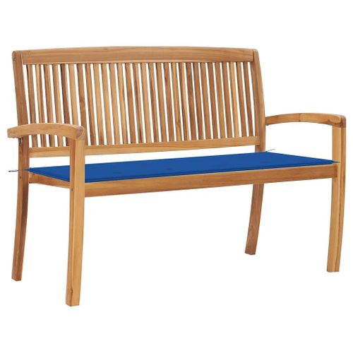 Prolenta Premium - Banc De Jardin Empilable Et Coussin 128,5cm Bois De Teck Massif