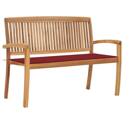 Prolenta Premium - Banc De Jardin Empilable Et Coussin 128,5cm Bois De Teck Massif