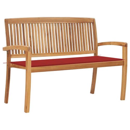 Prolenta Premium - Banc De Jardin Empilable Et Coussin 128,5cm Bois De Teck Massif