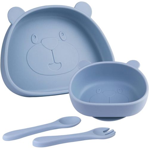 Kal-Vaisselle 4 Pièces,Coffret Repas Bebe - Avec Ventouse Anti-Dérapant+ Bol Ventouse Pour Bébé,Cuillère, Fourchette,Set Coffret Couvert Repas Enfant Bébé 1er Age En Silicone