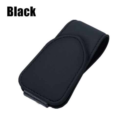Porte-Lunettes De Voiture Universel,Visière De Voiture,Clip De Support De Lunettes De Soleil,Cintre De Lunettes En Cuir Et Clip De Carte De Billet,Support De Lunettes - Type Black