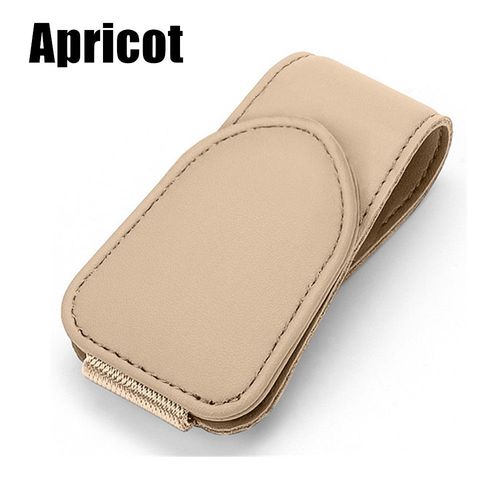 Porte-Lunettes De Voiture Universel,Visière De Voiture,Clip De Support De Lunettes De Soleil,Cintre De Lunettes En Cuir Et Clip De Carte De Billet,Support De Lunettes - Type White