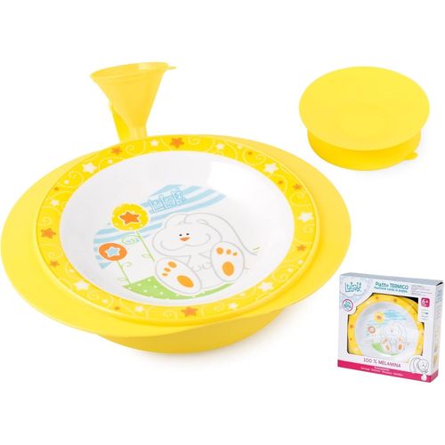 Kal-Petit Lapin Assiette Bouillie En Mélamine Avec Base Antidérapante, Jaune