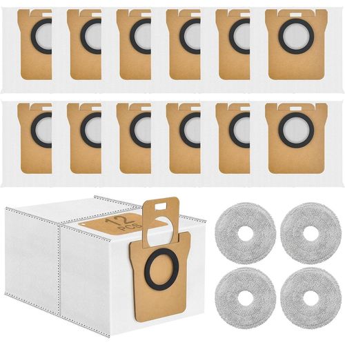 KAL-12 Sac Aspirateur Compatible Avec Xiaomi X20+ / X10+, Dreame L10S Ultra / L20 Ultra / L10 Ultra Accessoire Sacs Pour Aspirateurs Accessoires Poussière Robot Vacuum Cleaner Bags Kit 2,5L + 4 Serpi