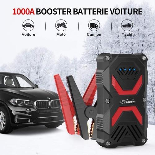 YABER Booster Batterie, 1000A 13800mAh Booster Batterie Voiture Moto  (Jusqu'à 6.0L Essence 5.0L Gazole) avec Lamp LED,Deux Ports USB