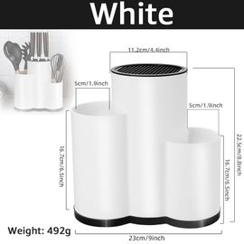 Porte-Couteaux En Plastique Multifonction,Support Pour Couteaux,Pour Couverts,Ustensiles,Bloc Inséré,Réservoir De Rangement,Accessoires De Cuisine - Type 3 Hole White