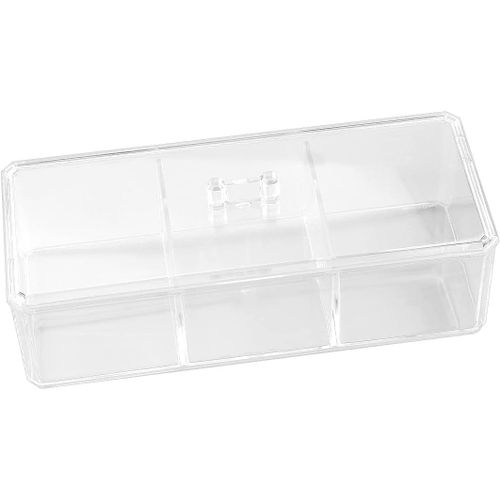 Kal-Boîte De Rangement Pour Sachets De Thé Avec 3 Compartiments En Acrylique Transparent, Empilable, Facile À Sélectionner