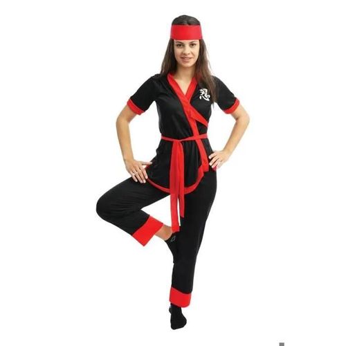 Déguisement Ninja Femme - Ptit Clown - Costume Art Martial, Kung-Fu, Carnaval, Cosplay, Halloween - Noir, Rouge