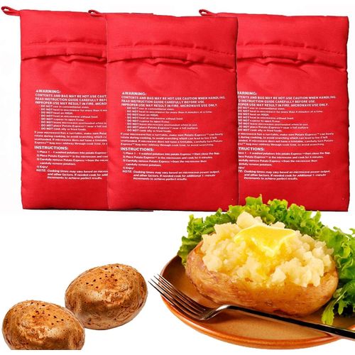 KAL-Sac Pomme De Terre, Sac De Cuisson De Pommes De Terre Au Micro-Ondes, Lavable Et Réutilisable Sac De Cuisson Micro - Ondes, Pomme De Terre Express Pouch Juste En 4 Minutes (3)