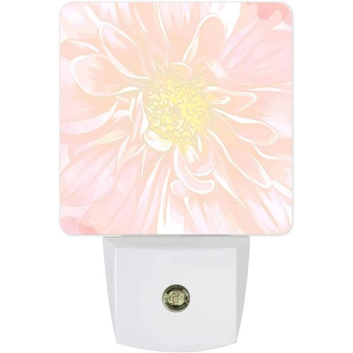 Dahlia Flowers Peint À La Main Rose Led Veilleuse Avec Capteurs Dusk À L?Aube, Lumière De Sommeil De Chambre À Coucher