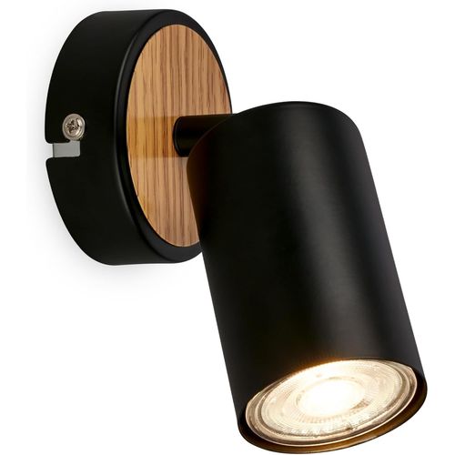 KAL-- Applique Intérieure Pivotante, Douille Gu10, Max. 9 W, Lampe De Lecture, Lampe De Salon, Lampe, Applique, Lampe De Cuisine, Lampe De Couloir, Chambre À Coucher, 8X15,5 Cm, Noir-Bois