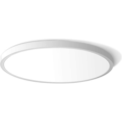 KAL-Plafonnier Led 30Cm 24W 2400Lm 5000K Ip44 Luminaire Plafond Blanc Plat Ultra Fin Rond Moderne Lampe Lumière Pour Salle De Bain,Bureau,Cuisine, Salle À Manger,Chambre, Garage, Porche