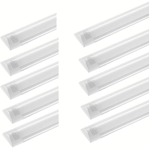 Kal-10pcs* 60cm Neon Led 20w Réglette Led Light - 2400lm 6500k Blanc Froid 23.62inch Led Garage Plafonnier Pour Atelier Led Plafonnier Néon Pour Bureau Lampe Plafond Chambre No Plug No Ground Wire
