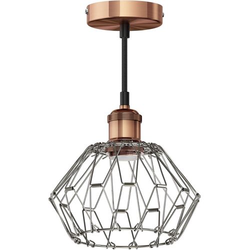 Kal-Suspension Vintage Retra, Bronze, Douille E27, Abat-Jour Cage Pliable