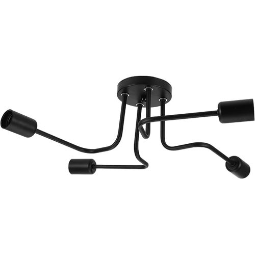 Kal-Plafonnier Led Vintage - Lustre - Lampe Industrielle - Suspension Industrielle - Culot E27 - Pour Salon, Chambre À Coucher, Salle À Manger, Couloir, Café - Noir - 110-240 V (4 Têtes)