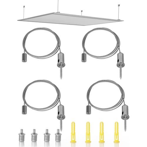 Kal-4 Pièces Kit De Suspension Plafond Câble De Suspension Réglable Fil De Suspension Luminaire Corde En Acier Inoxydable À Suspendre Pour Panneau De Plafond Lumières Linéaires