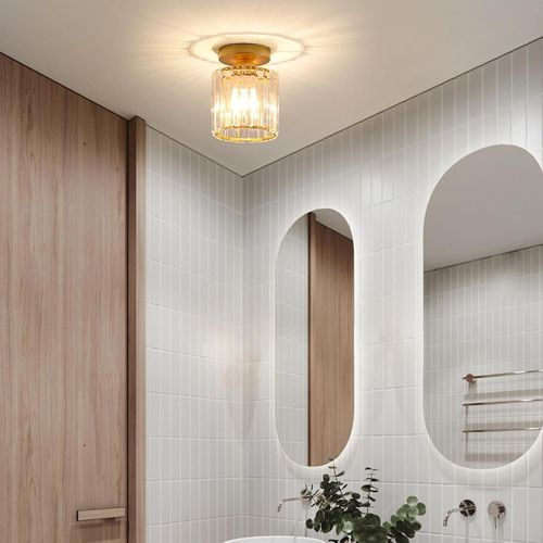 KAL-Luminaires Intérieur, Plafonnier Chambre, Plafonnier E27 12W, Plafonnier Doré, Plafonnier Vintage Pour Salon, Balcon, Entrée (Doré)